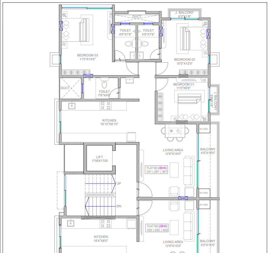 Blurred preview of the 2 BHK floor plan