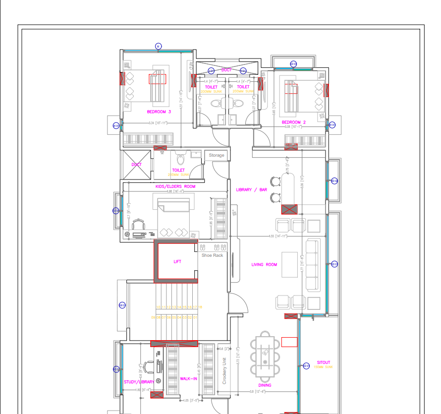 Blurred preview of the 4 BHK floor plan