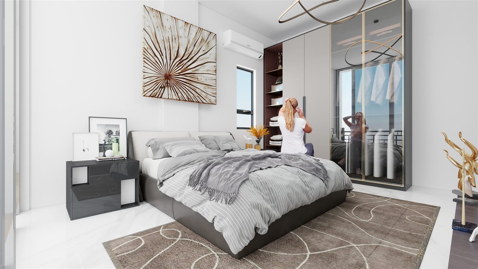 Bedroom visualisation for a 2 BHK residence